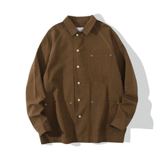Incense Harbour Raglan Chore Shirt - Cotton yarn dyed seersucker - Dark Olive - GLUE Associates