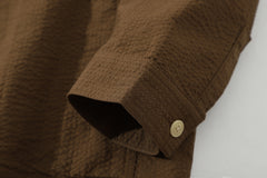 Incense Harbour Raglan Chore Shirt - Cotton yarn dyed seersucker - Dark Olive - GLUE Associates