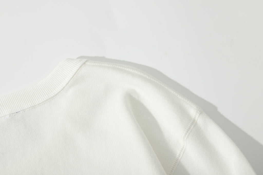 GOC realx fit cotton tubular sweatshirt with binder neck - White - GLUE Associates