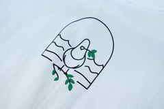 Incense Harbour Pocket T-shirt silkscreen with felt - White pigeon - GLUE Associates