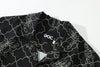 collar view of a Hong Kong made GOC Studio black lucky bamboo Tencel linen shirt