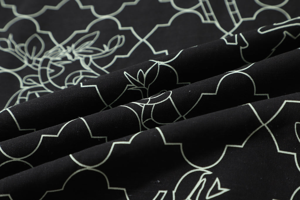 close up of black lucky bamboo Tencel linen fabric texture