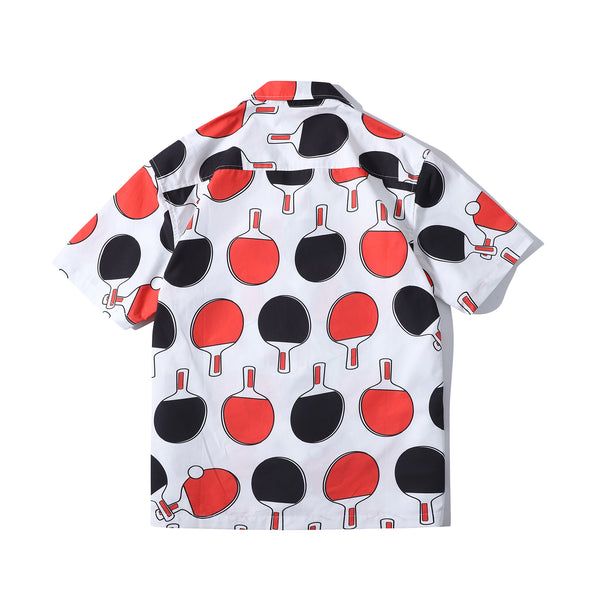 back view of a Hong Kong made GOC Studio black and red ping pong cotton poplin shirt