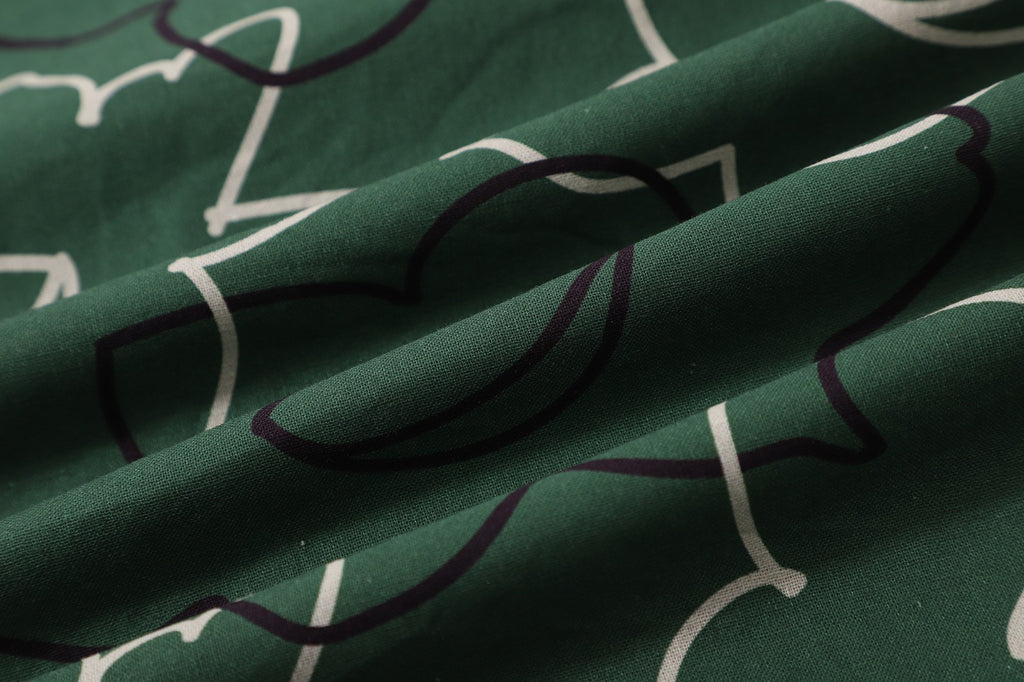 close up of green daffodil Tencel linen fabric texture