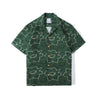 front view of a Hong Kong made GOC Studio green daffodil Tencel linen shirt