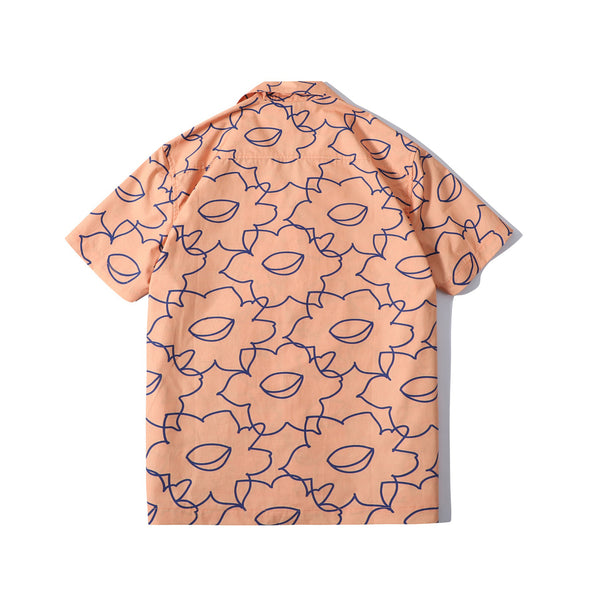 back view of a Hong Kong made GOC Studio orange daffodil cotton poplin shirt