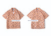 pocket position of a Hong Kong made GOC Studio orange daffodil cotton poplin shirt