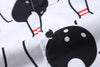 close up of corozo button closure on a Hong Kong made GOC Studio white and black bowling cotton poplin shirt