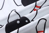 close up of white and black bowling cotton poplin fabric texture