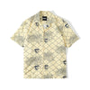 front view of a Hong Kong made GOC Studio yellow chrysanthemum Tencel linen shirt