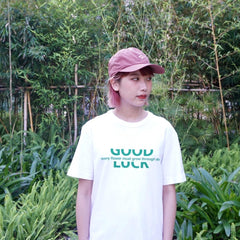 Green good luck slogan cotton t-shirt - white - GLUE Associates