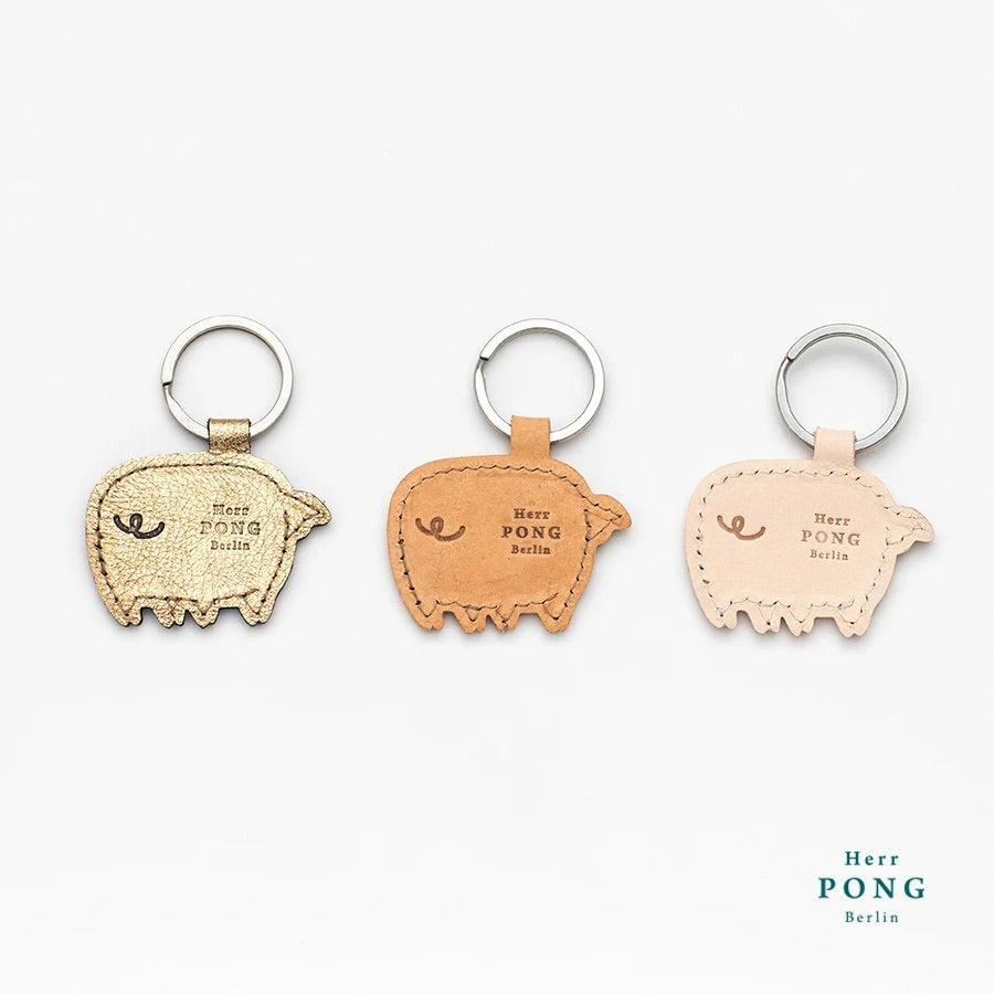 Herr Pong Pig leather Keychain - Pink
