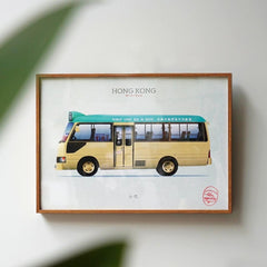 Hong Kong public transport illustration with frame - Green Minibus - GLUE Associates