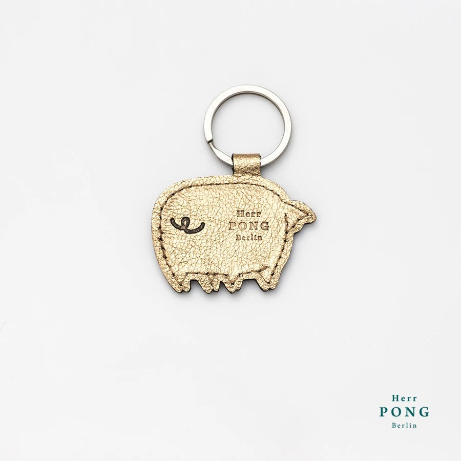 Herr Pong Pig leather Keychain - Gold