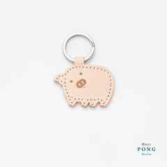 Herr Pong Pig leather Keychain - Pink