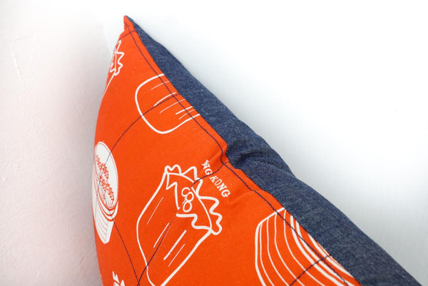 GOC cotton linen Hong Kong Dim Sum cushion cover - Orange - GLUE Associates