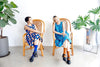 GOC floral poplin sleeveless dress - neon crowded daffodils light blue - GLUE Associates