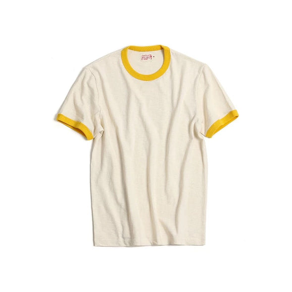 Vintage and Republic - Highlighted neck Organic cotton T-shirt -Yellow - GLUE Associates