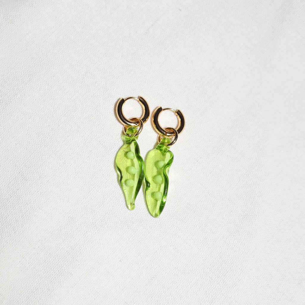 Sandralexandra Handmade Beans earrings - transparent green - GLUE Associates